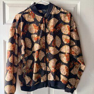 Celestial Zodiac Map Bomber Jacket – Black/Gold, Full-Zip, Rib Trim